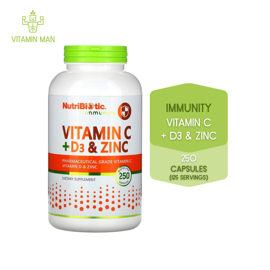 Nutribiotic, Immunity, Vitamin C + D3 & Zinc, 250 Capsules Lazada PH