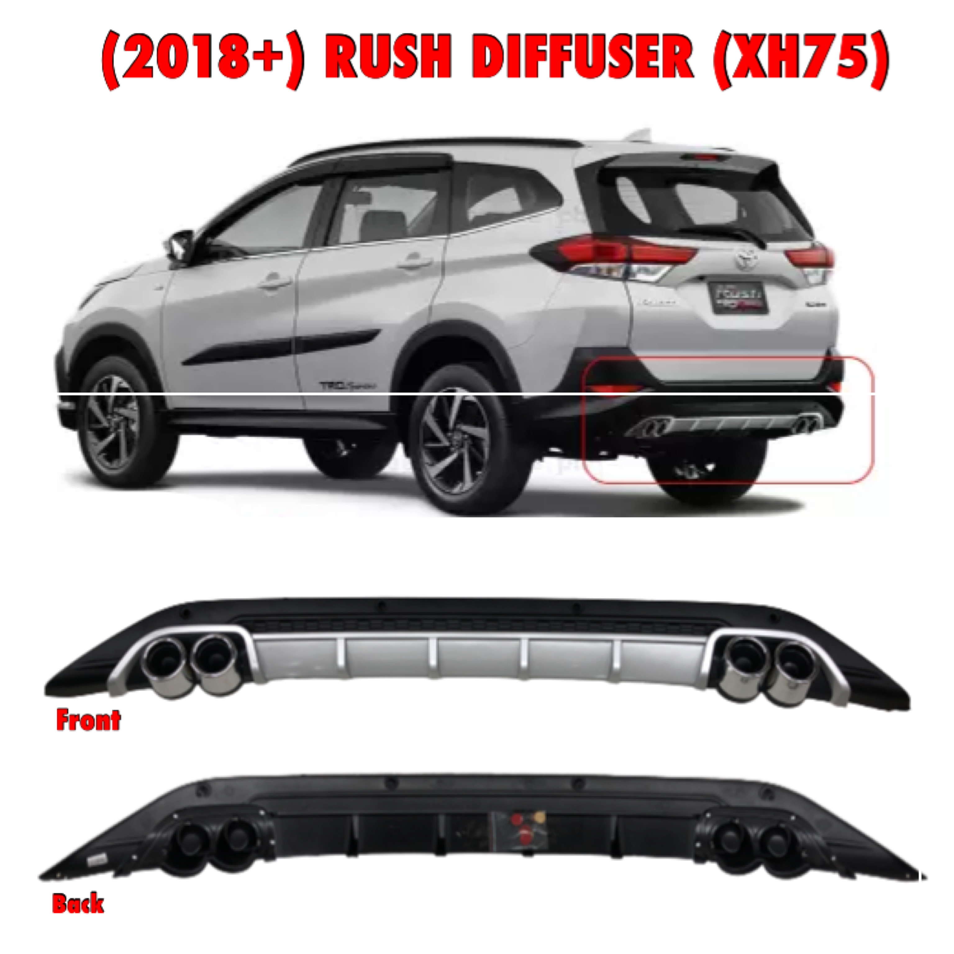CPS 2018 2019 2020 2021 2022 2023 Toyota Rush Car Rear Bumper Diffusers