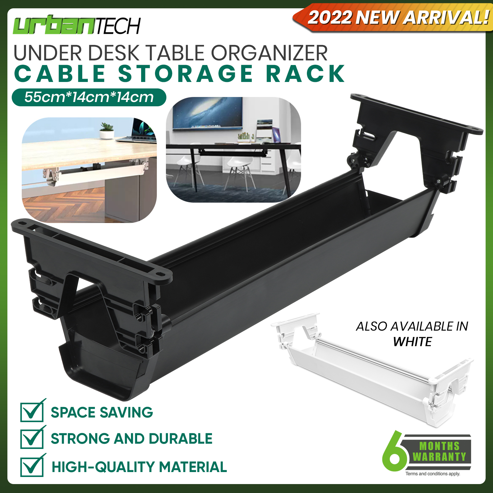 55cm Under Desk Cable Organizer Wire Management Under Table Cable Rack