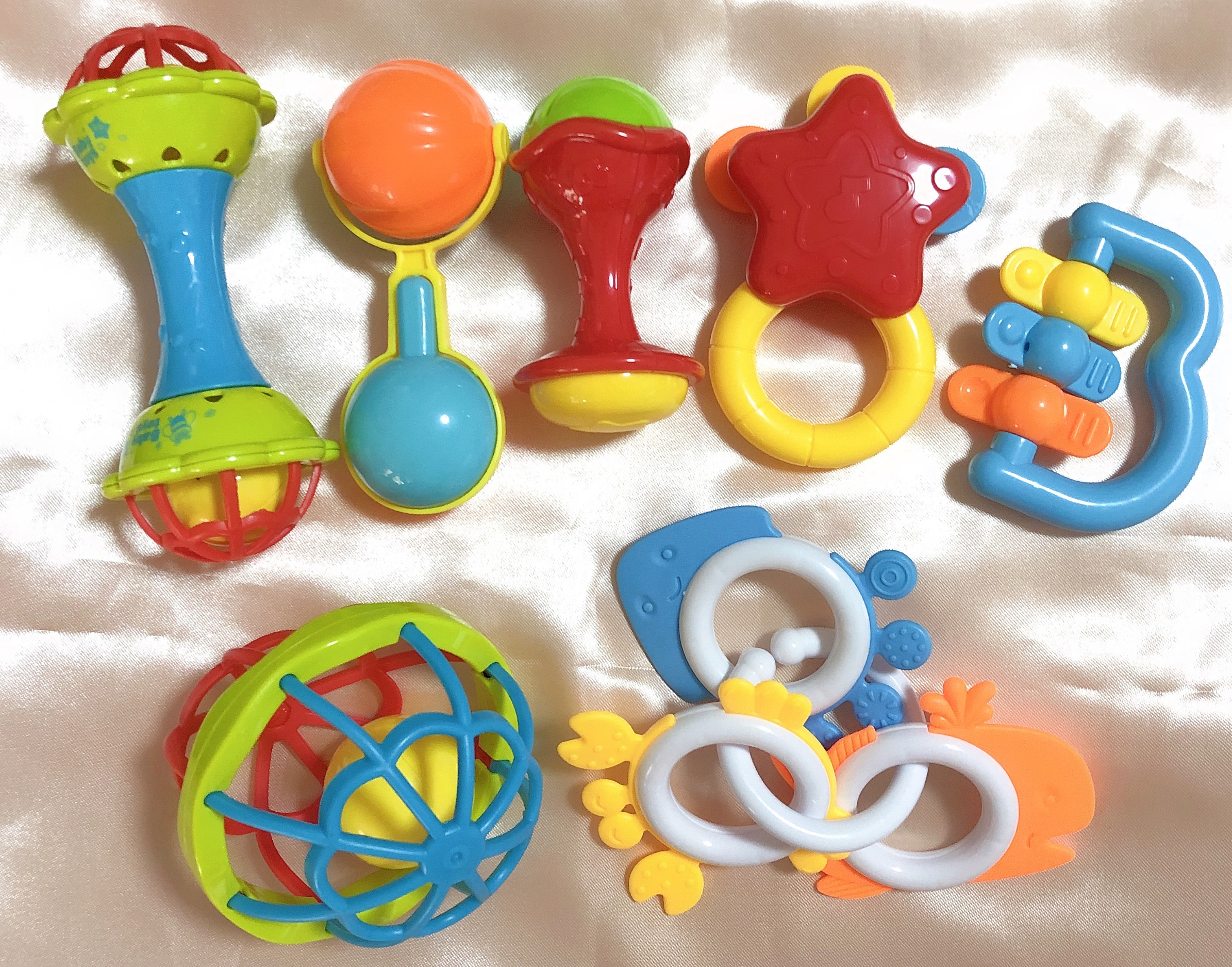 7pcs/set Top One Plastic Baby Toys Colorful Rattle and Teether Toys Set ...