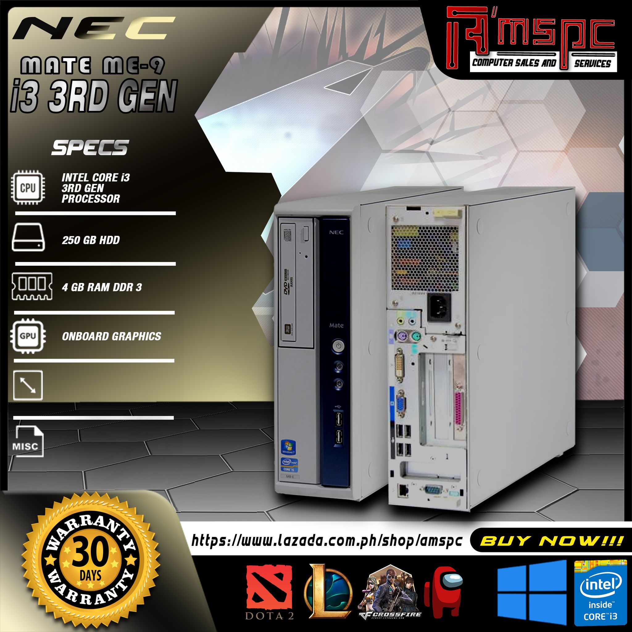 NEC MATE ME-9|INTEL CORE i3 3RD GEN PROCESSOR|250GB HDD|4GB RAM
