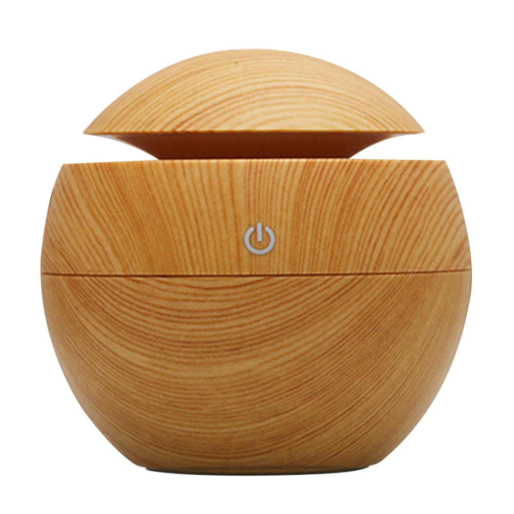 130ML Wood Grain Humidifier Ball Cold Mist Diffuser LED Light Aroma