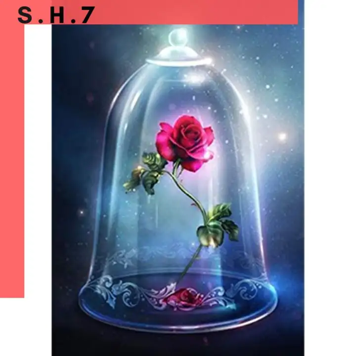 30x40cm Beauty And The Beast Rose Forever Rose Flower 5d Diy Full Round Drill Diamond Painting Decor Digital Beadwork Lazada Ph