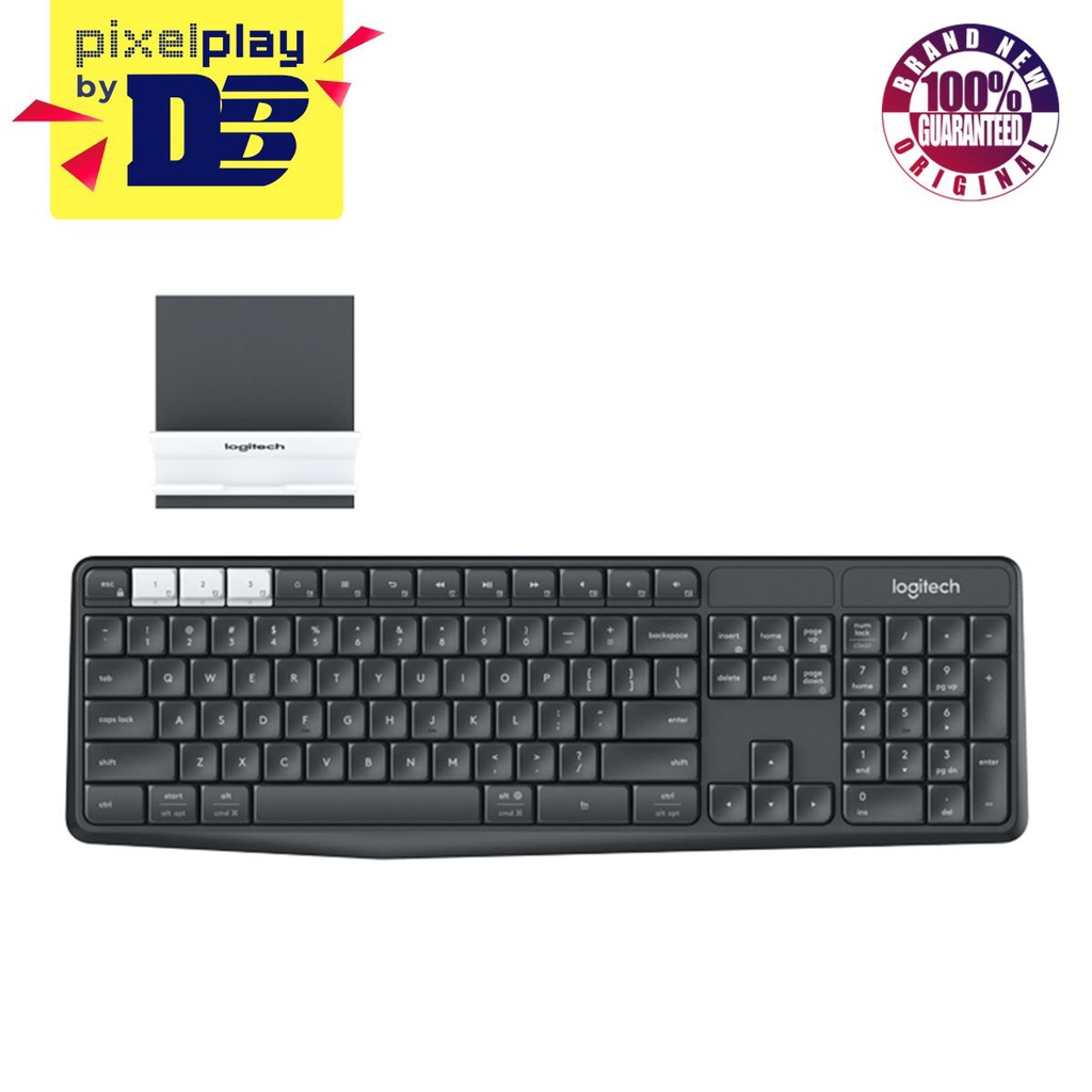Logitech K375S MultiDevice Wireless Keyboard And Stand Combo Charcoal