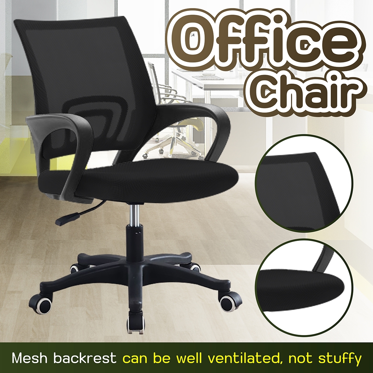 BetterGrow Ergonomic Office Chair Mid-Back Height Adjustable w/Lumbar ...