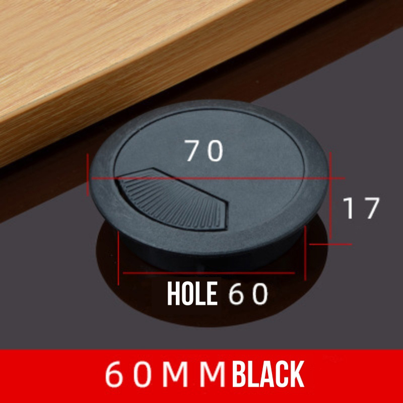 50mm/60mm Desk Grommet White/Black Plastic Desk Cord Hole Cover to