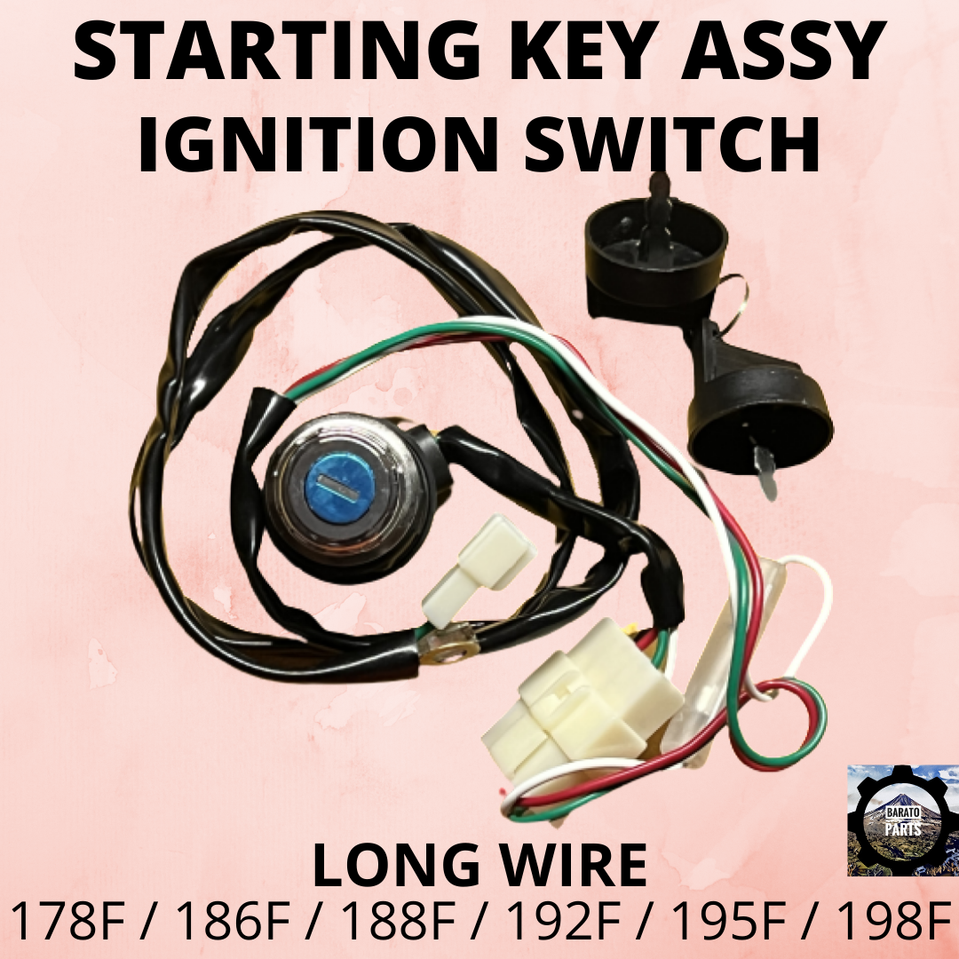 Starting Key Assembly / Ignition Switch (Long Wire) for Generators