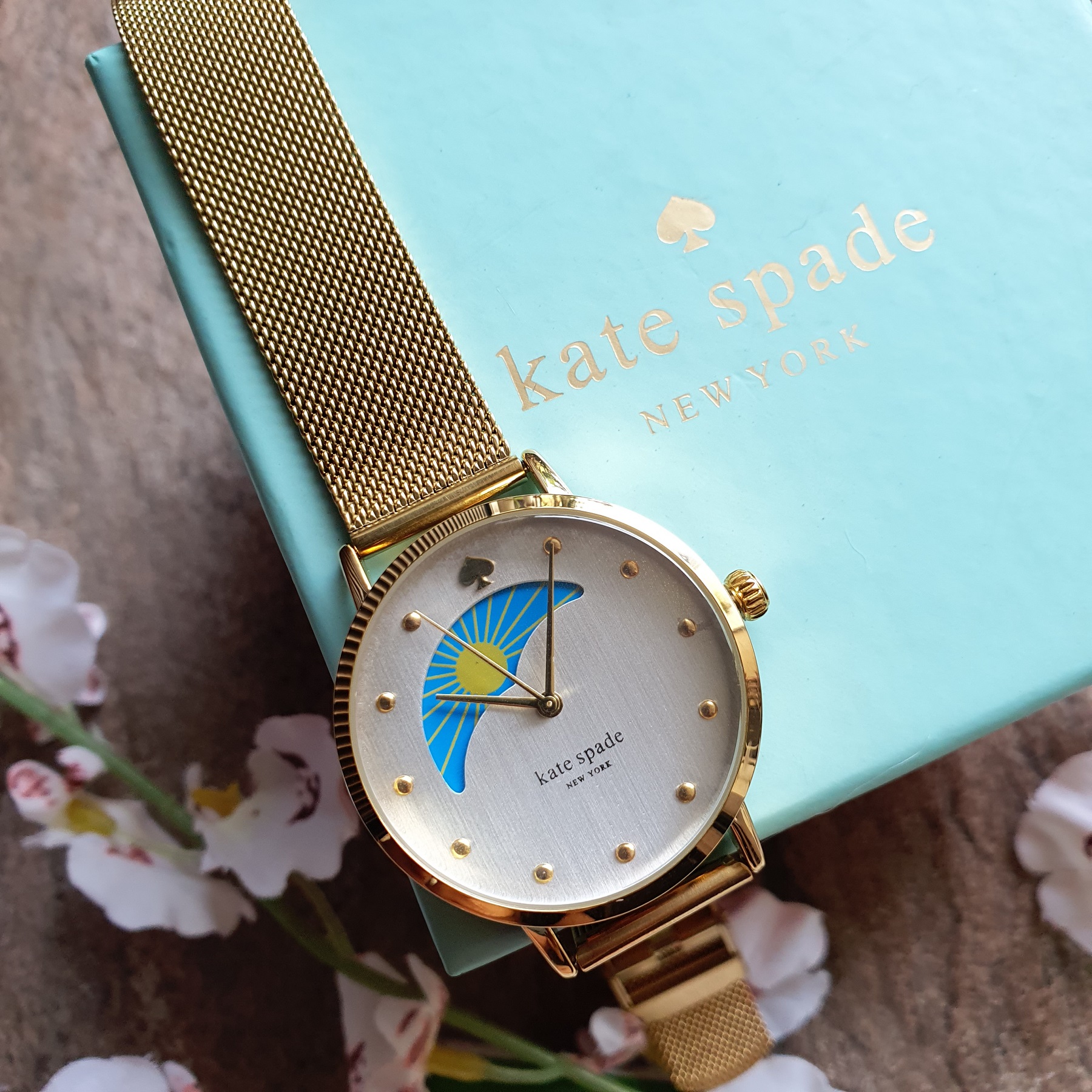 Guaranteed Original Kate Spade Moon Phase Gramercy Quartz White Dial Gold  Tone Ladies Watch With 1 Year Warranty On Mechanism | Lazada PH