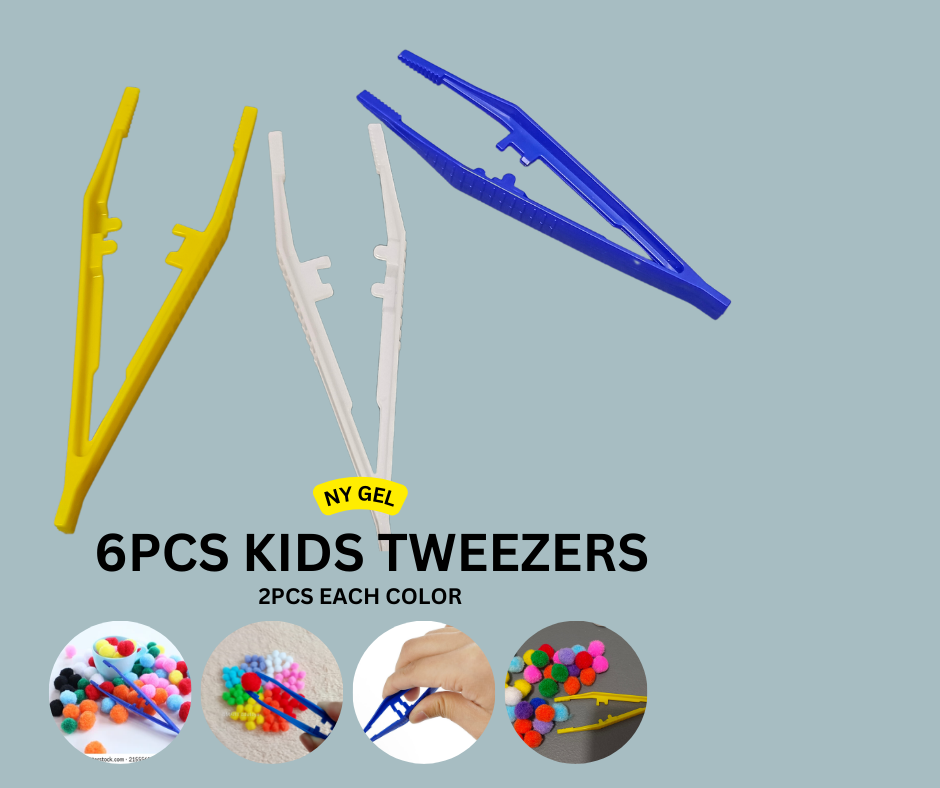 6pcs kids tweezers plastic colorful easy