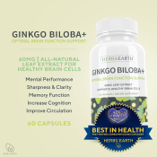 Ginkgo Biloba 60mg Brain Support for Focus and Memory
