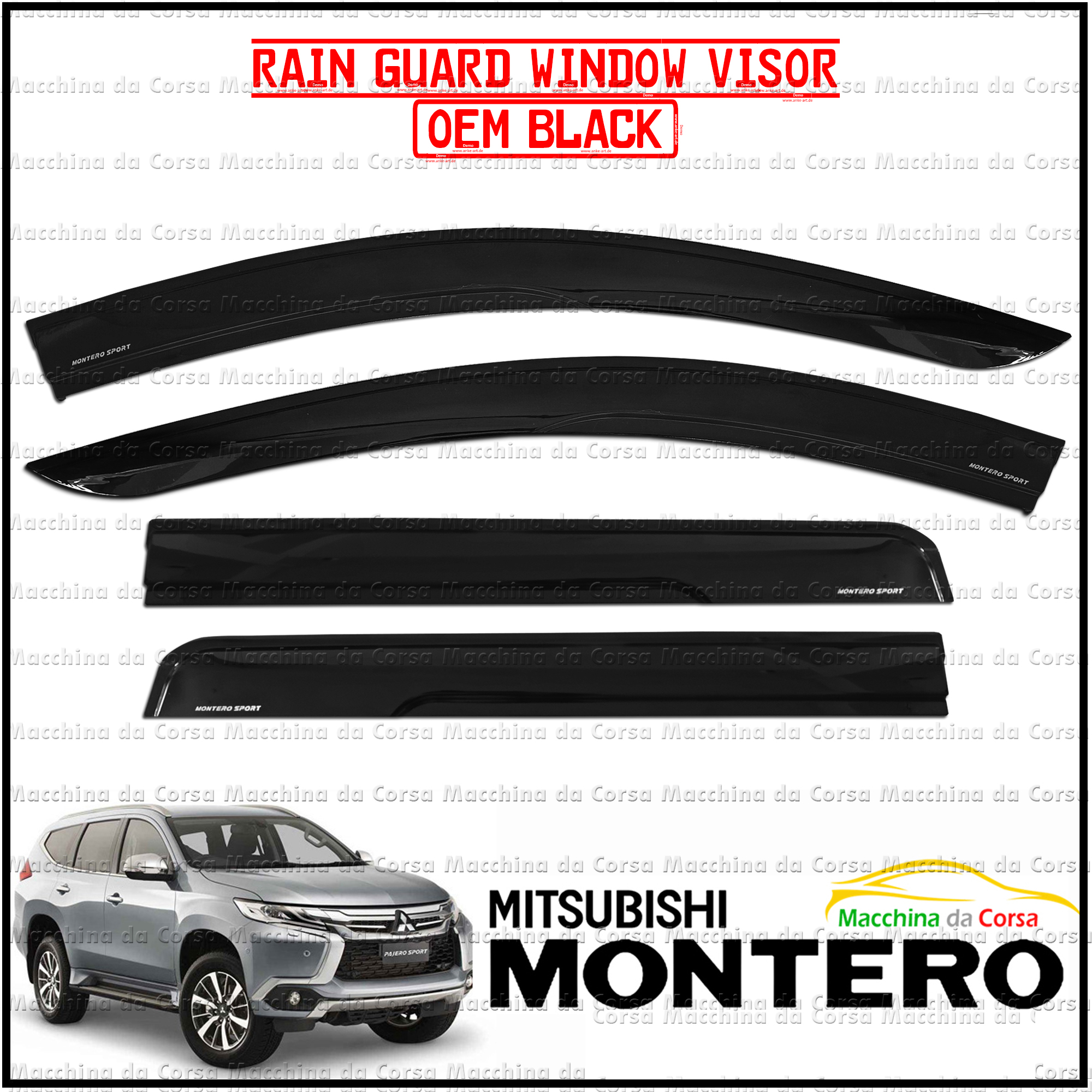 Mitsubishi Montero Sport 20162021 OEM Type Rain Guard Window Visor