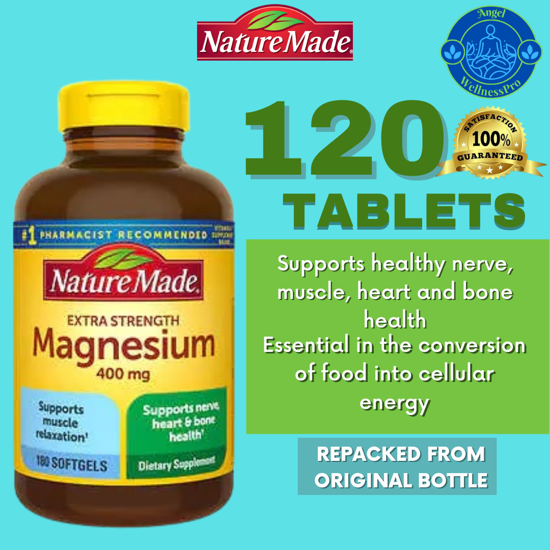 Nature Made Extra Strength Magnesium 400 mg 120 Tablets AUTHENTIC