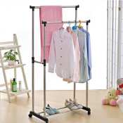 Stainless Steel Telescopic Clothes Rack - Heavy Duty Design
