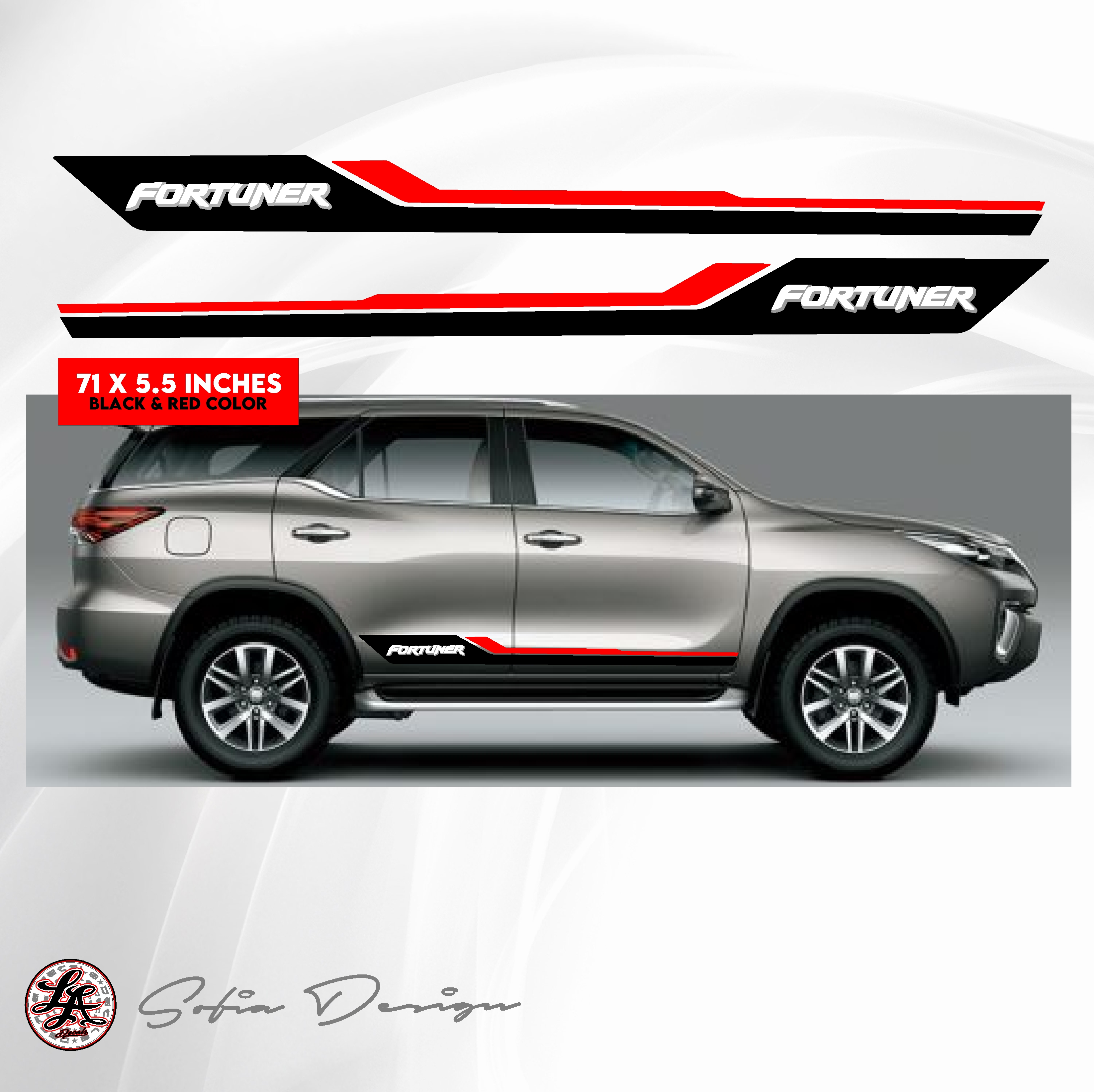 TOYOTA FORTUNER BODY STICKER CUT OUT VINYL DECALS FOR TOYOTA FORTUNER