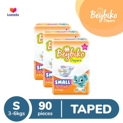 Beybiko Diapers Small (3-6 kg) - 30 pcs x 3 packs (90 pcs) - Taped Diapers