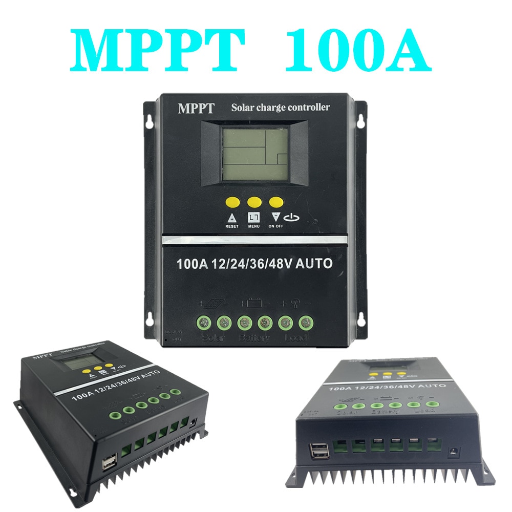 Mppt 60a 80a 100a solar pv regulators 12v 24v 36v 48v auto solar charge controller solar pv battery charger with lcd & dual usb