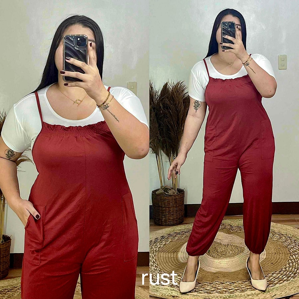 Plus Size Chubby Women Jumpsuit XL 2XL 3XL Cotton Spandex in