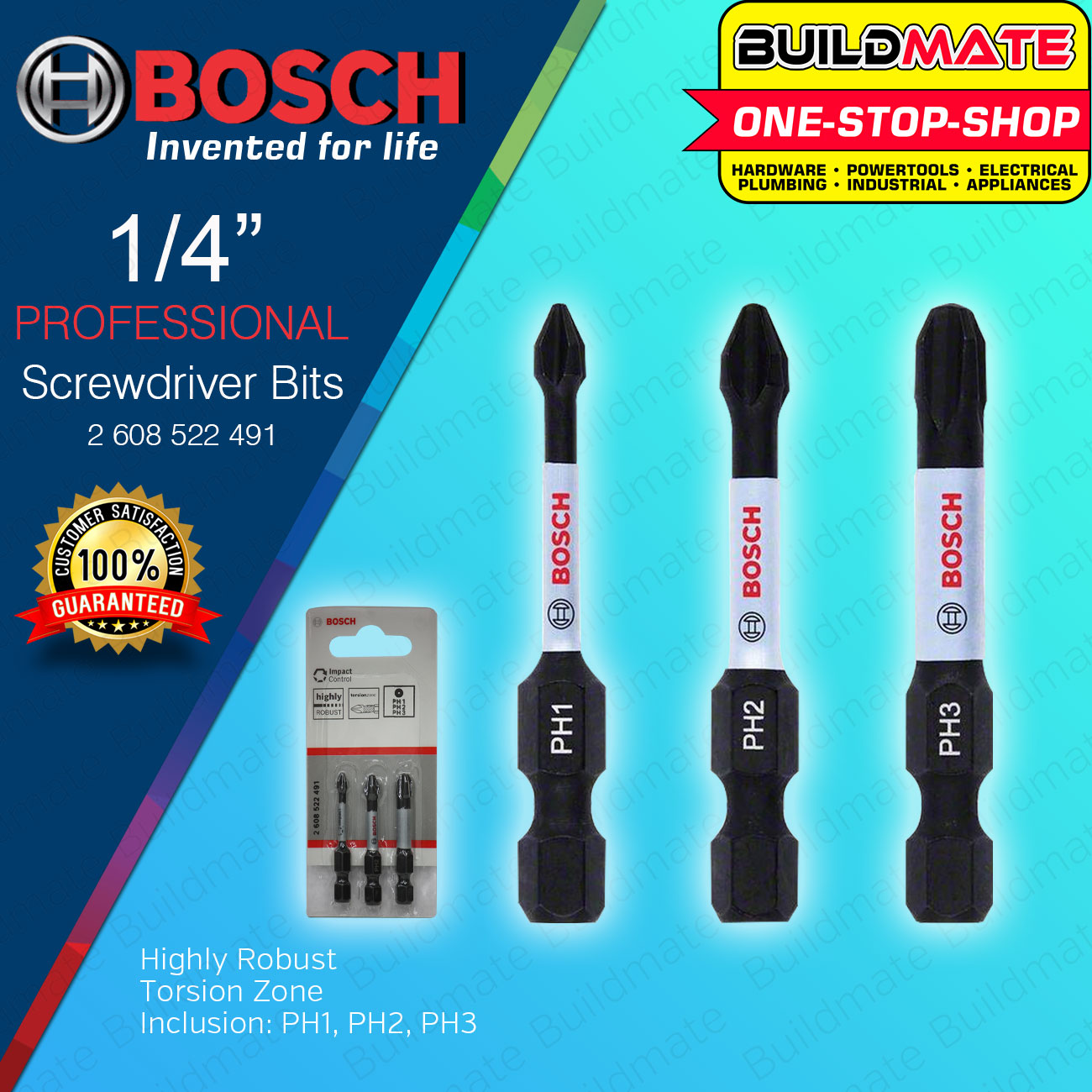 BOSCH 3pcs/Set Screwdriver Bit Impact Control Power Bit Set Screw