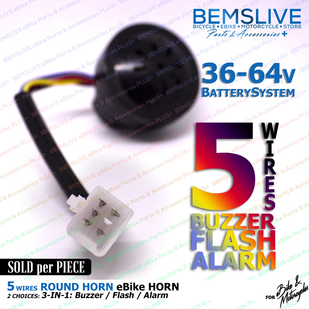 barko agad 36V-64 to 72V eBike ROUND HORN BUZZER Flasher - 5 or 6 WIRES ...