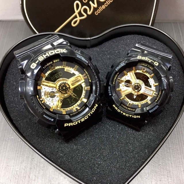 G shock couple store watch black gold