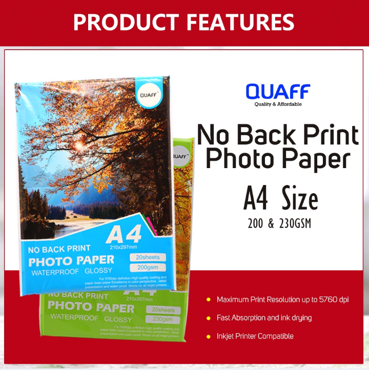 QUAFF A4 230GSM Photopaper (NO BACK PRINT) - Comcard