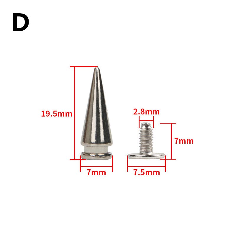 2m 10Sets Hardware Accessories DIY Crafts Screw Rivets Metal Bag Studs Leather Belt Shoes Clothes Spikes Decorative