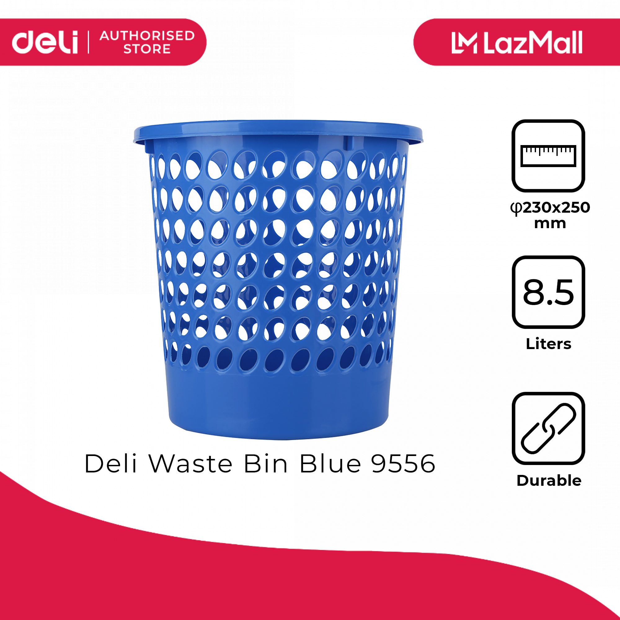 Deli Waste Bin Blue 9556 [799556BL] Lazada PH