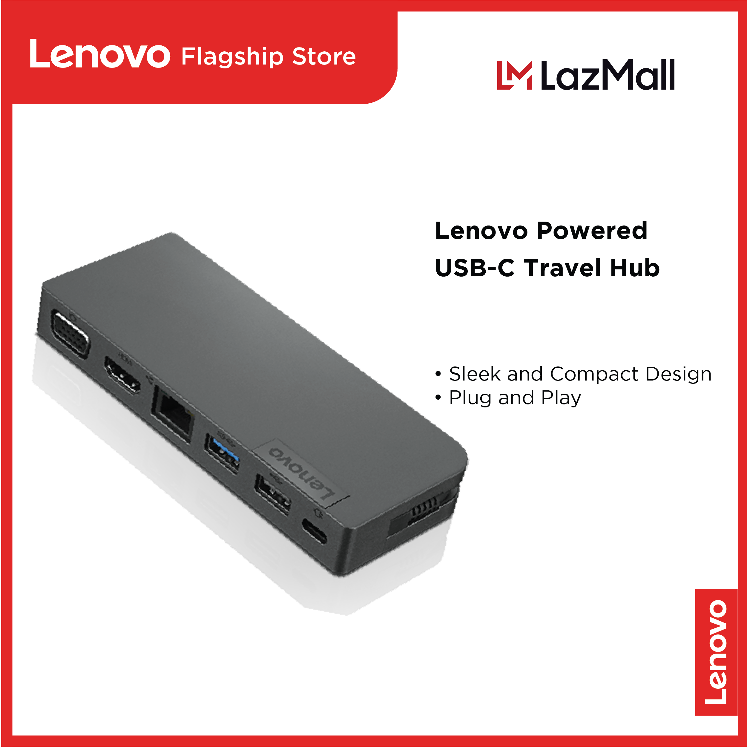 Den aktuelle blod enkelt gang Lenovo Powered USB-C Travel Hub | Lazada PH