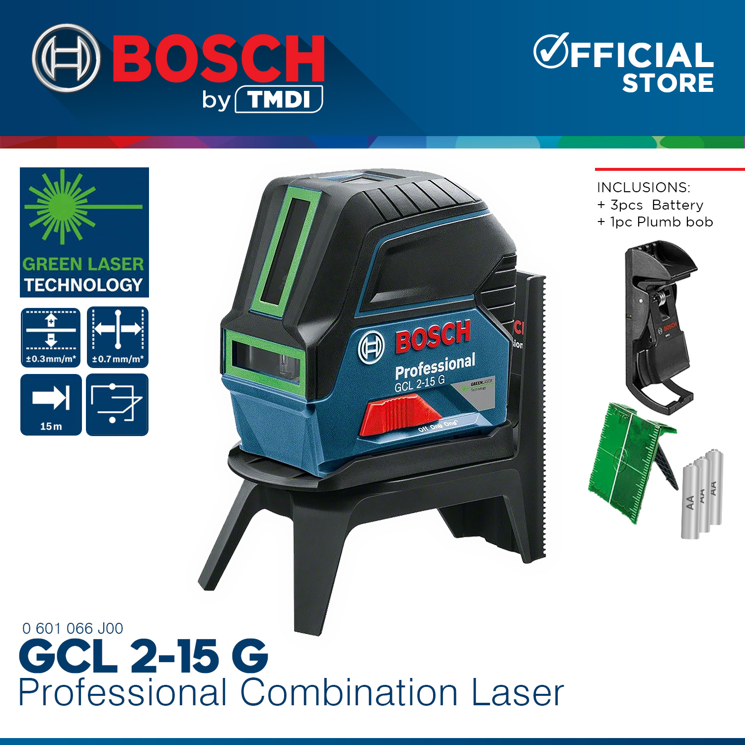 Bosch Bosch GCL215G 1.5v AA Professional Green Beam Combi Laser