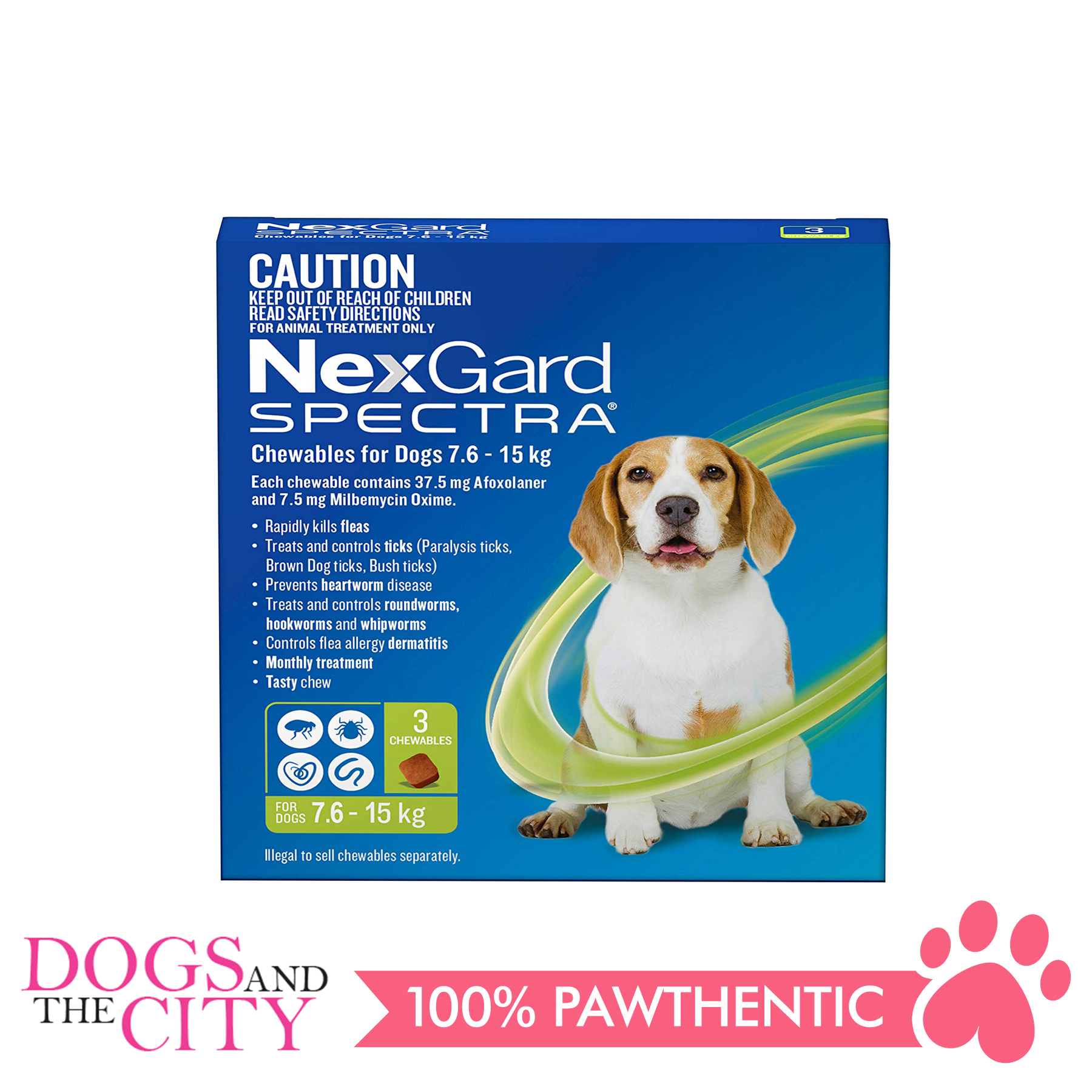 NexGard Spectra Chewable Tablets for Dogs 7 5 15kg Green Box 3 