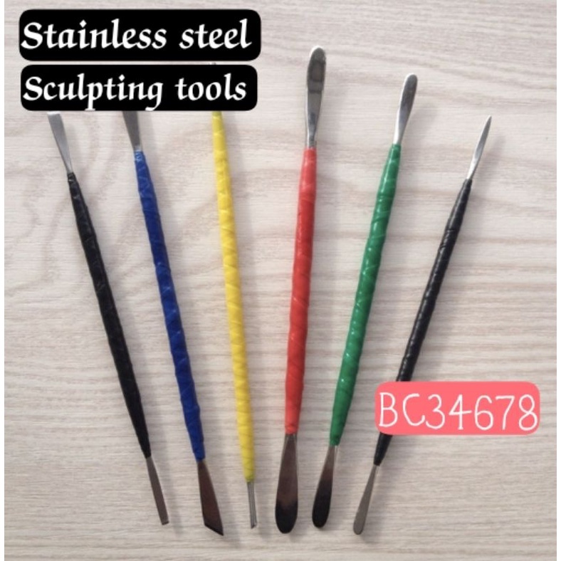 Stainless steel Sculpting Tools 6pcs Easy grip Clay tools Metal