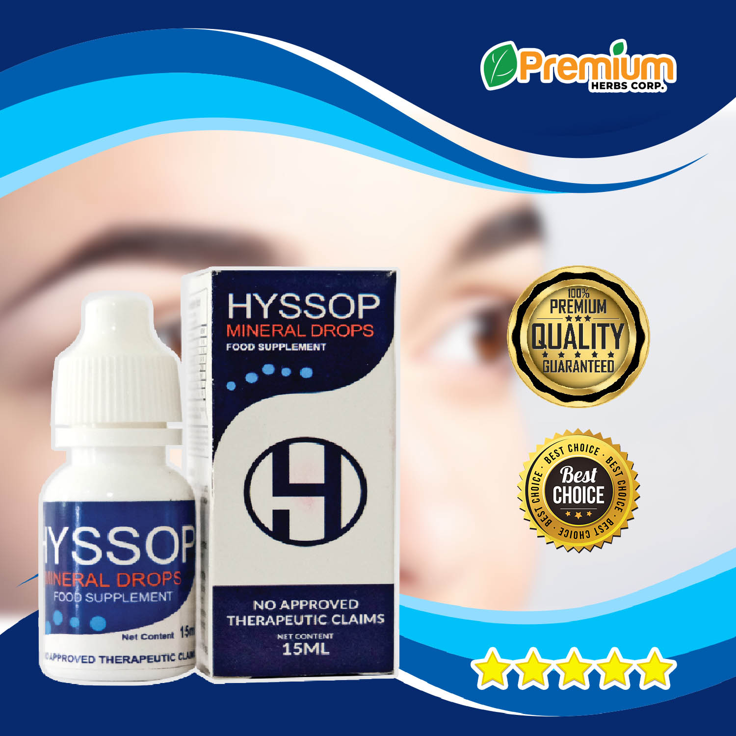 PHC03A HYSSOP MINERAL EYE DROP 15ml each dropper CATARACT AND