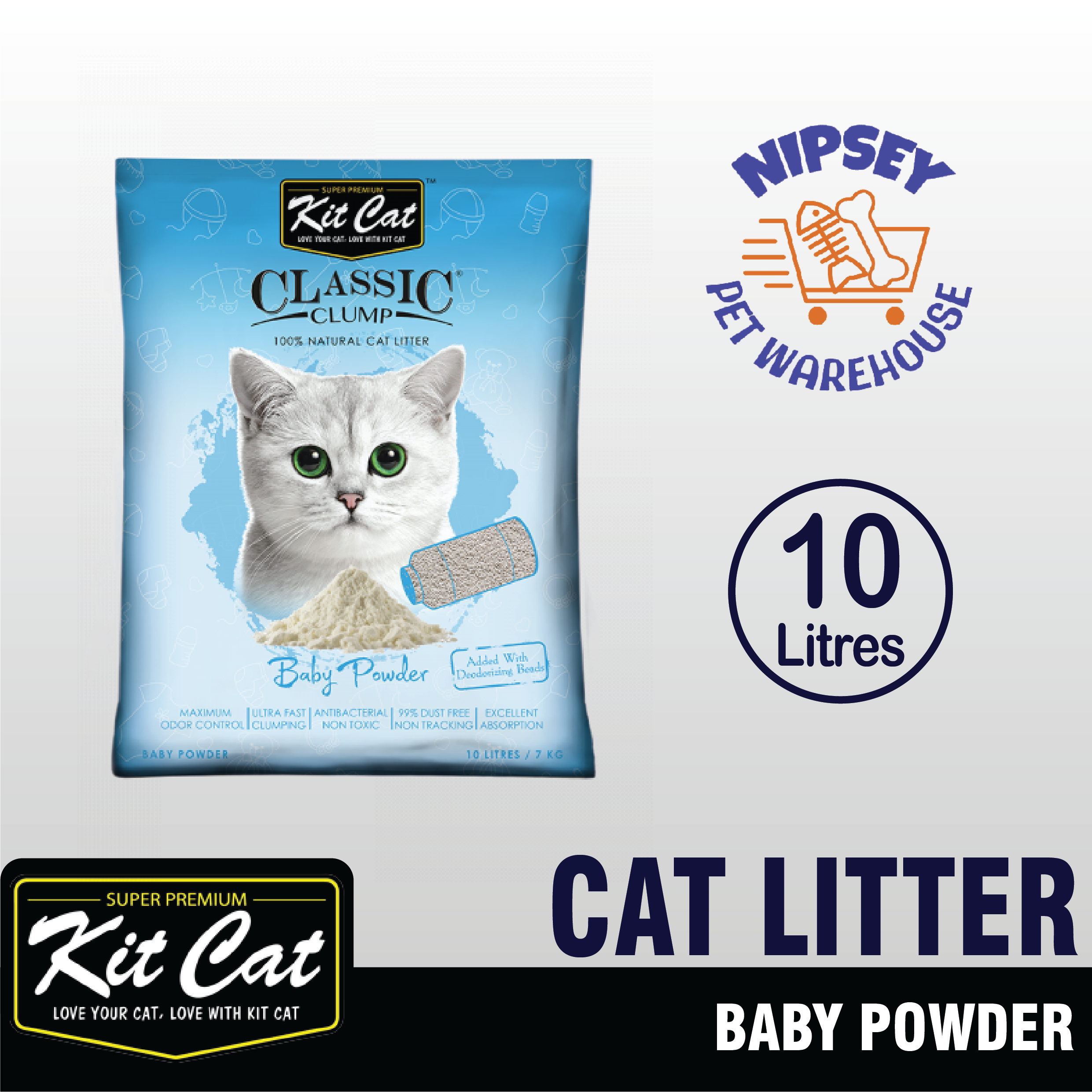 Kit Cat Classic Clump Cat Litter (Baby Powder) 10L Lazada PH