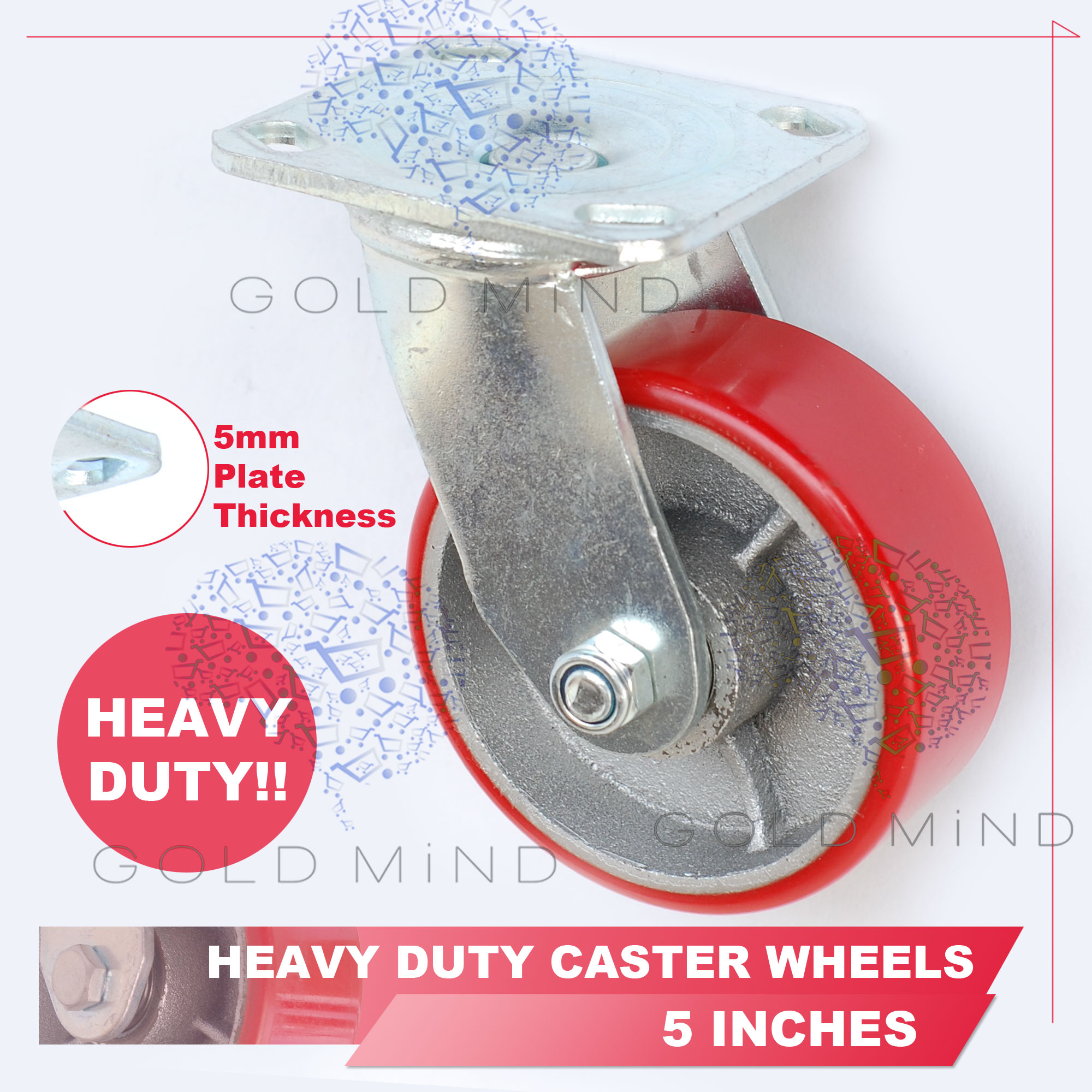 HEAVY DUTY Caster Wheel Swivel 5 Inches 1pc (450kg each) with break