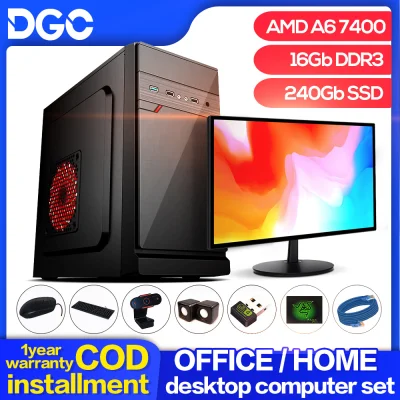 〖Brand New〗 Office Desktop computer set AMD A6-7400k Dual core cpu 3.9 GHz frequency AMD R5 Graphics care 8GB 1600 RAM and 1TB HDD+240G SSD 19 inches LED Monitor PC family gaming Design computer full set