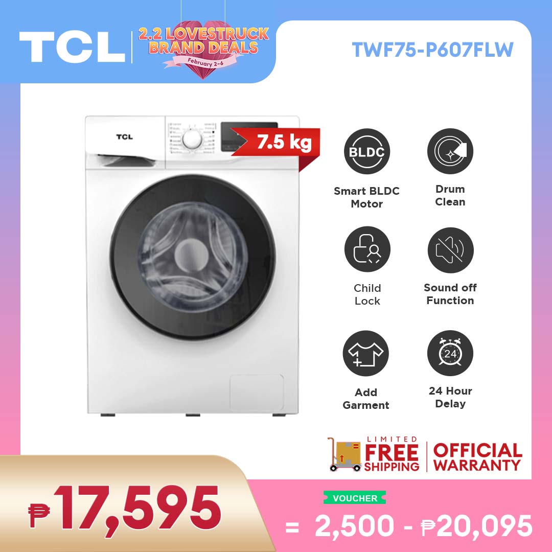 TCL 7.5KG Front Load Inverter Washing Machine - TWF75-P60 (HydroActive ...