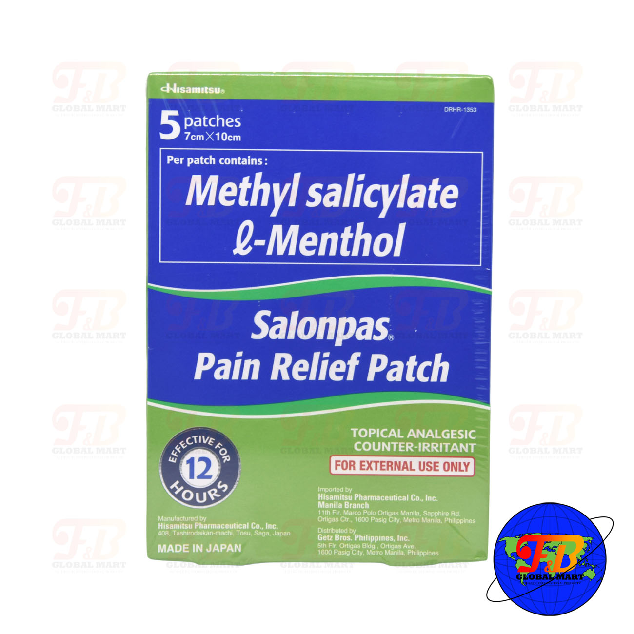 Methyl Salicylate E Menthol Salonpas Pain Relief Patch 5 Patches 7cm X