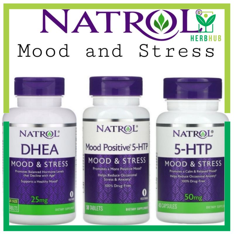 Herb Hub Natrol, Mood and Stress, Positive 5Htp, DHEA helps reduce