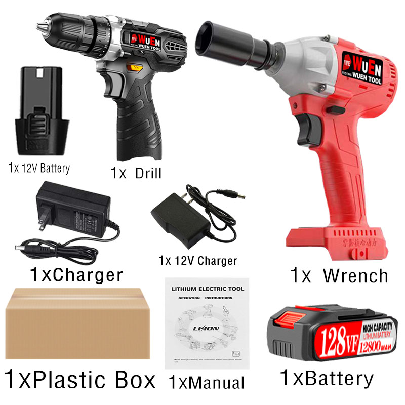 380NM impact wrench 12V cordless drill buy one get one free 1/2 inch