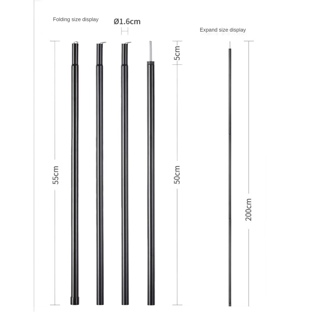 CHAR 2 PCS/Set Outdoor Tent Canopy Poles Tent Canopy Support Rods