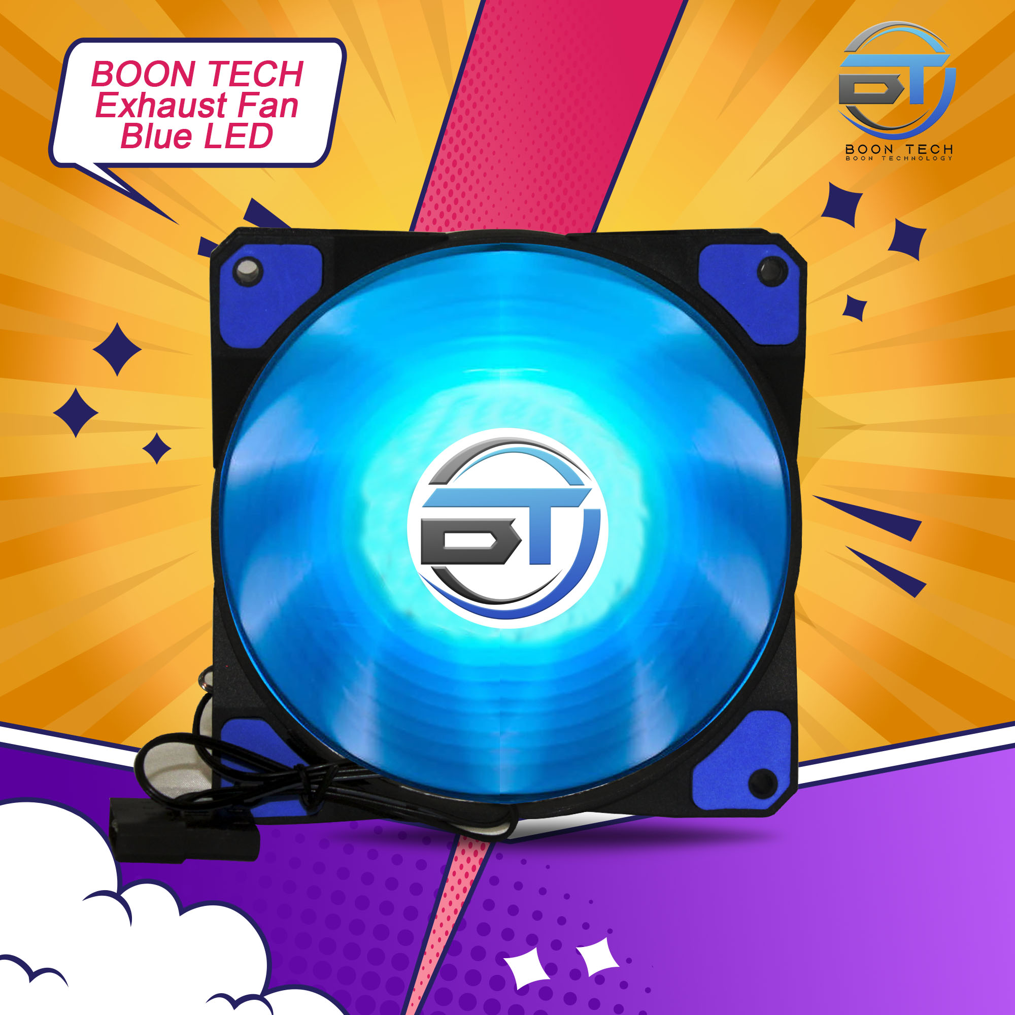 Boontech 12VDC Dual Led Exhaust Fan Exhaust Fan for PC 12v Exhaust