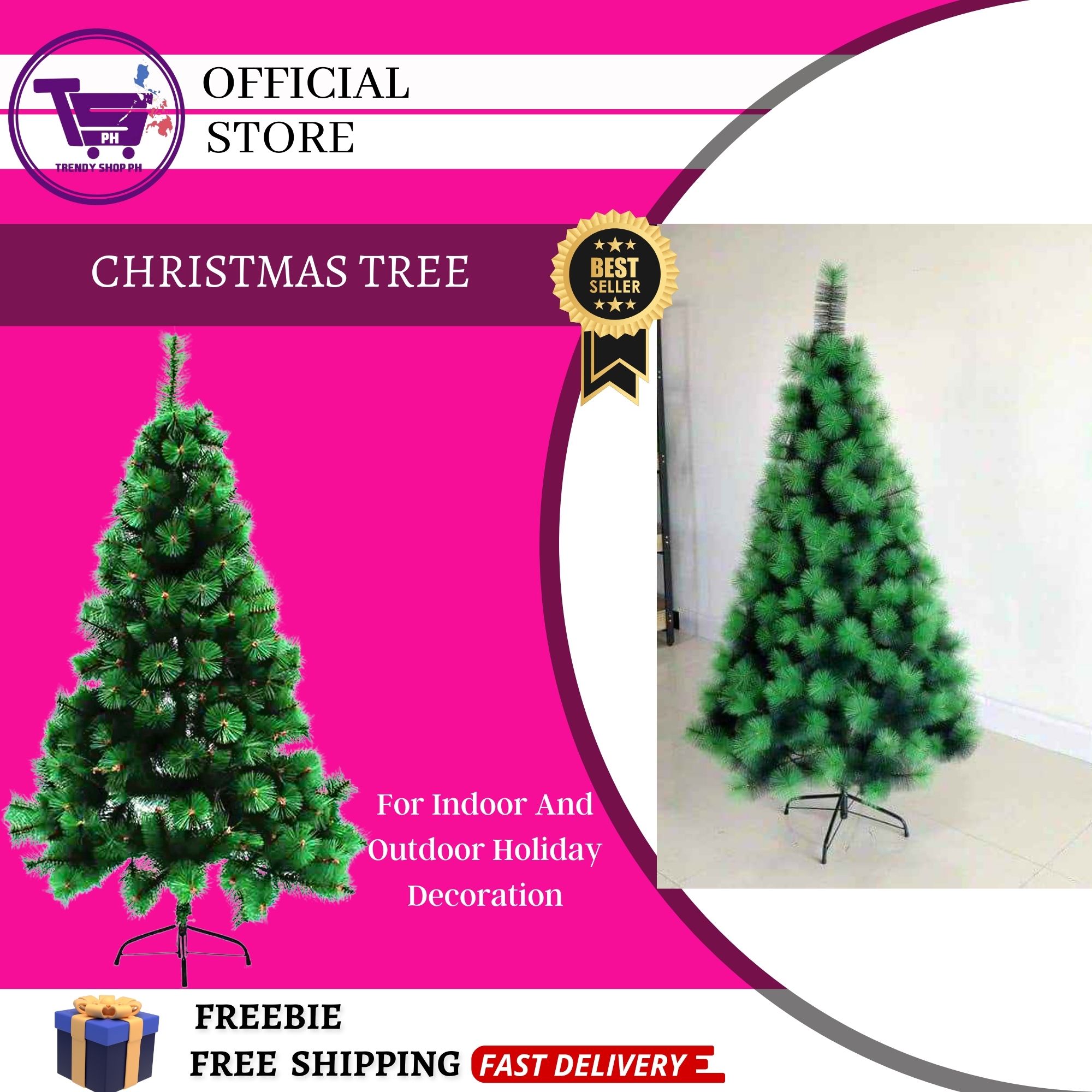 ORIGINAL CHRISTMAS TREE DECORATION 7FT 210CM TWO TONE COLOR PINE TREE