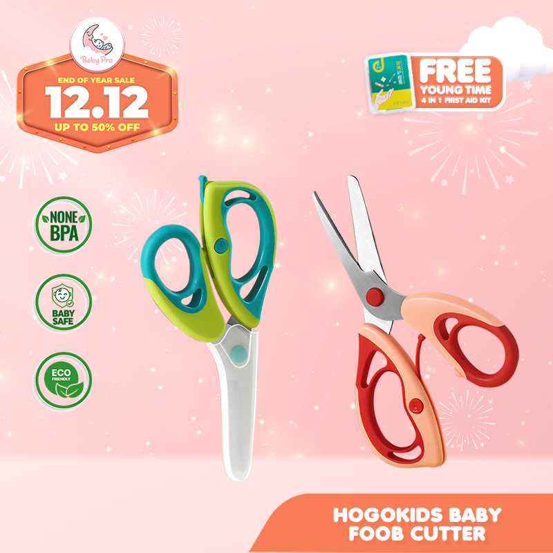 Hogokids Baby Food Scissors with Cover (Stainless Steel)