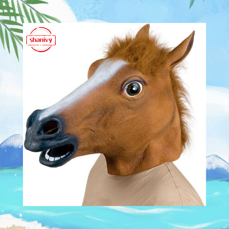 Realistic Horse Head Masks Full Head Fur Mane Latex Creepy Animal Mask
