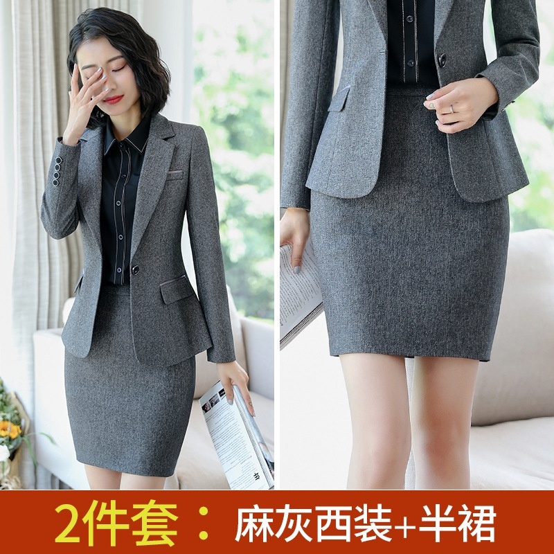 Suit Women's Fashion Temperament White-Collar Worker Gray plus