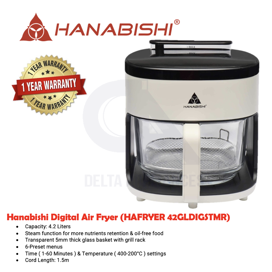Hanabishi Digital Air Fryer Glass Bowl with Steam Function Original w