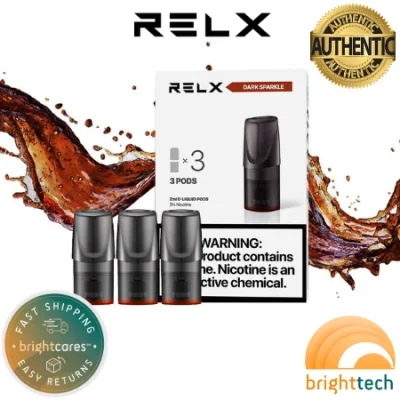 RELX Classic Pods Dark Sparkle (Cola) Pack of 3 - Original w/ QR Code Prefilled Vape Juice Pod (Bright Tech)