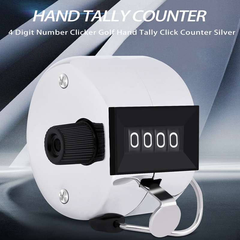 4 Digit Number Clicker Golf Hand Tally Click Counter Silver