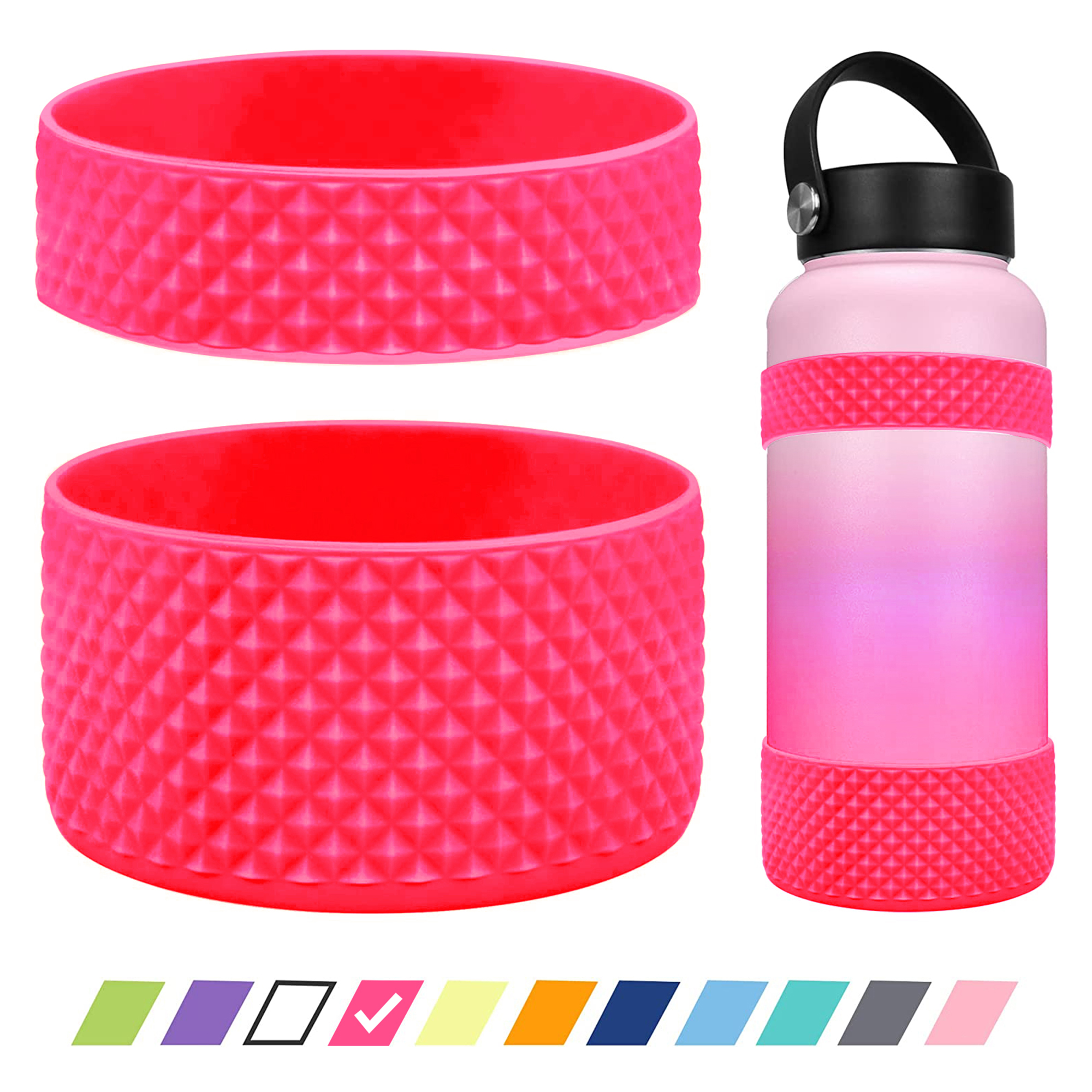 Water Bottle Boot,Diamond Texture Silicone Boot Protector 12oz-40oz Hydro  Sport Flask and More Water Bottles Anti-Slip Flex Boot Bottom Sleeve Cover  Fits 12oz to 24 oz Bottles White (Diamond)