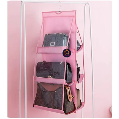 MYMYMY Handbag Bag Storage Holder 6 Pockets Hanging Shelf Hanger Purse Rack Organizer